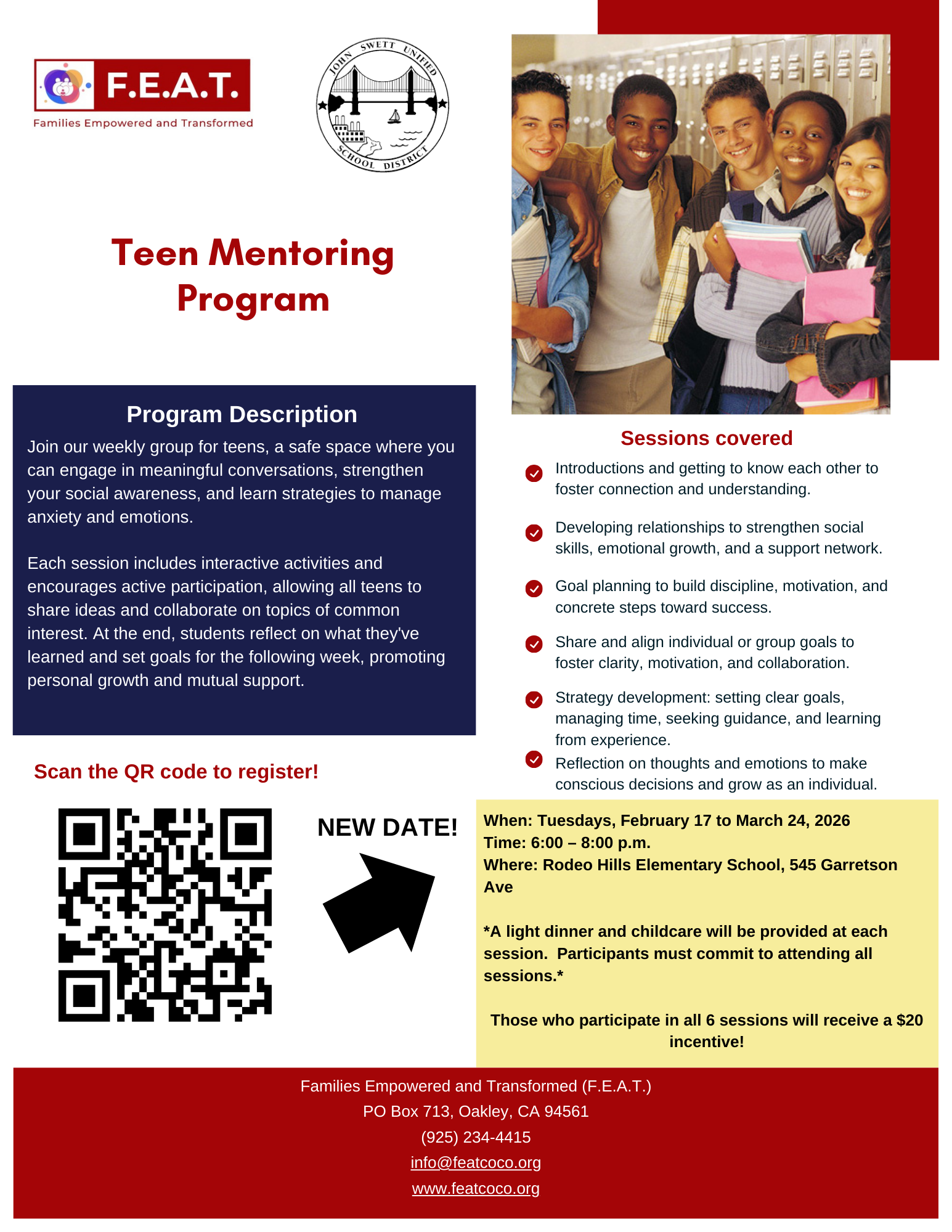 Teen mentoring program scan QR code